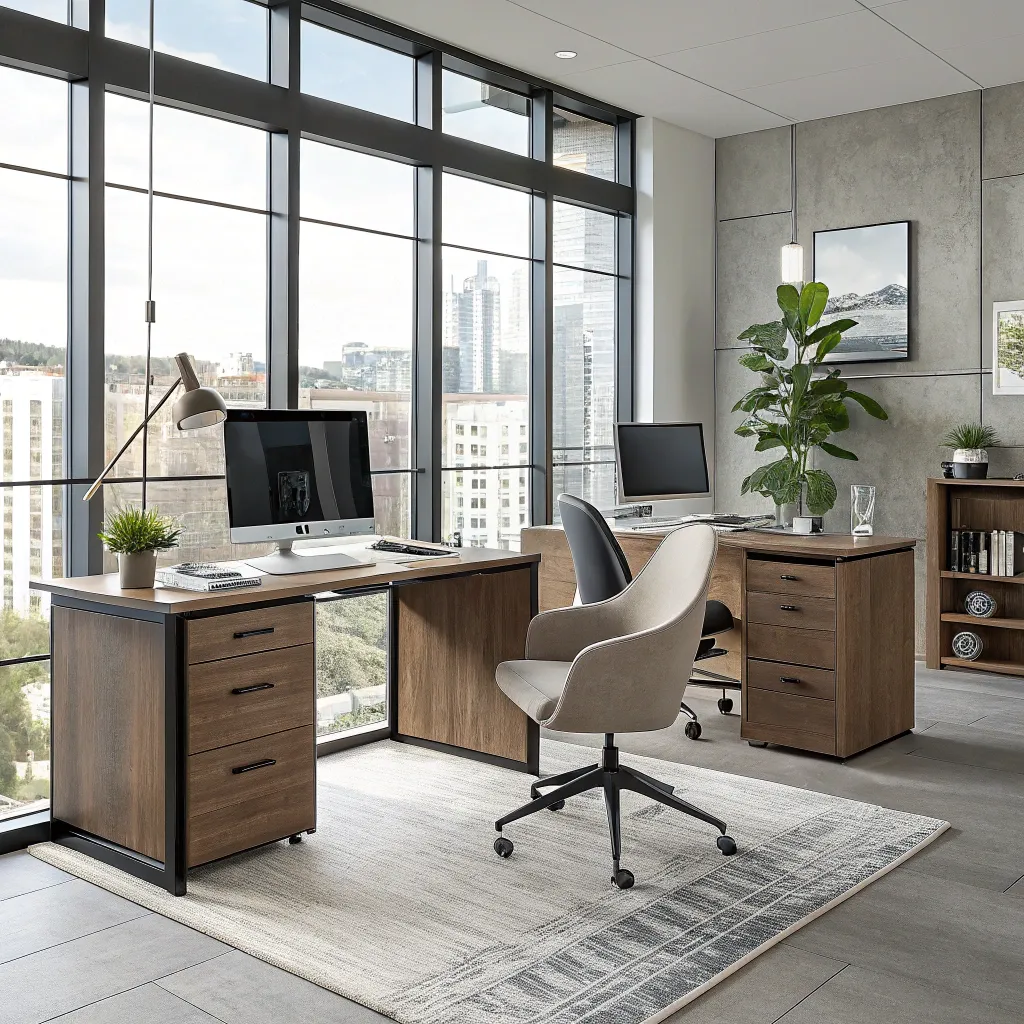 Modern office setup with stylish furniture
